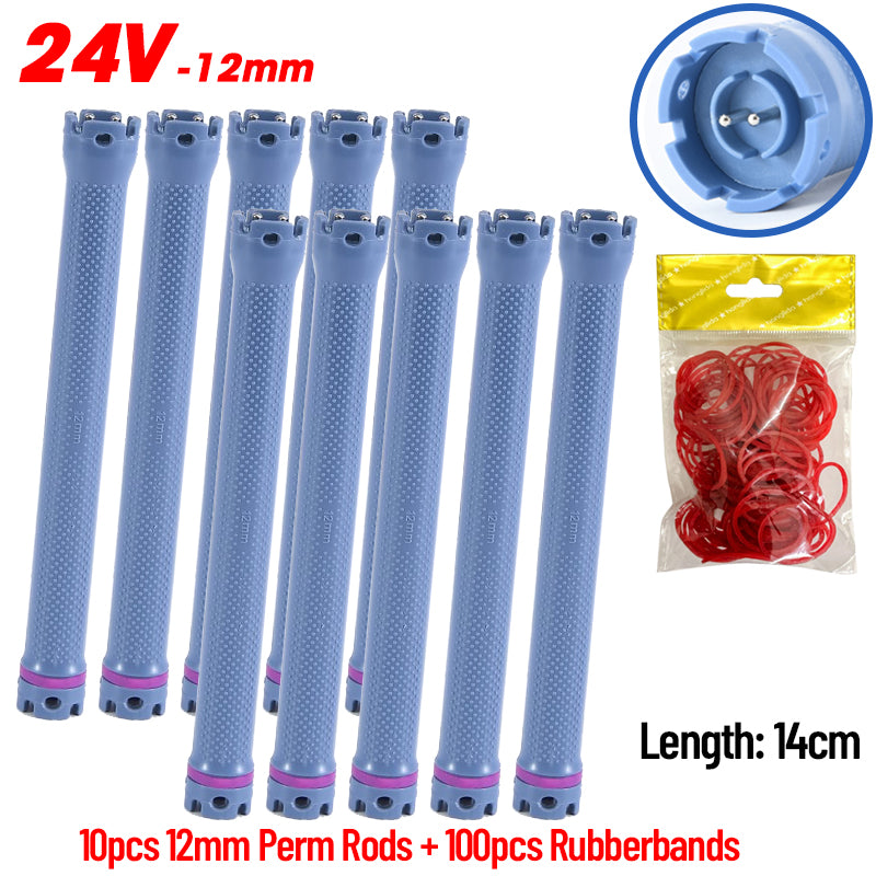 10pcs/set 140mm Digital Perm Rods Heated Hair Rollers Extra Long Waterproof Perming Curlers Sticks Hairdresser Tools 24V