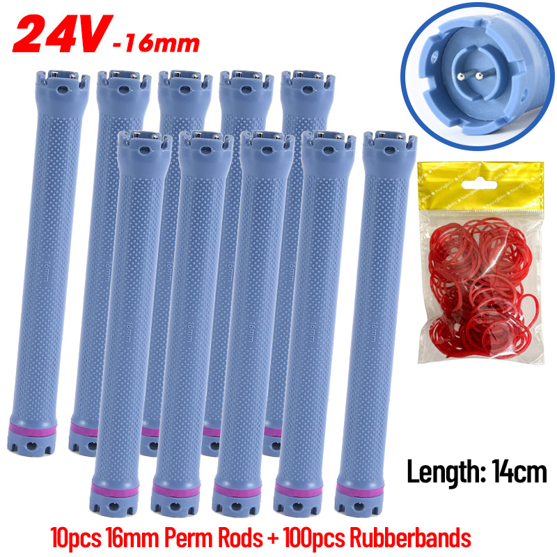 10pcs/set 140mm Digital Perm Rods Heated Hair Rollers Extra Long Waterproof Perming Curlers Sticks Hairdresser Tools 24V