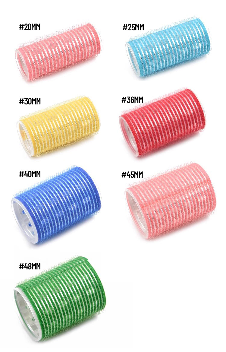 12pcs/set Aluminum Foil Core Nylon Hair Rollers Fast Heating Big Self Grip Curlers Air Bang Sleep Self-Adhesive Curling Bar Hair Accessories