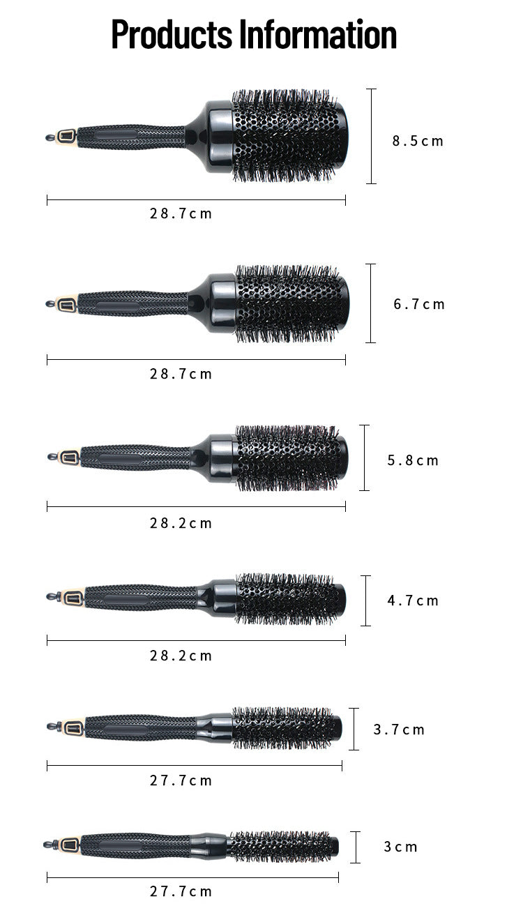 Ceramic Iron Combs With Hair Pick Pins Nano Anion Nylon Tooth Roller Hairbrush Round Barrel Brush Smooth Big Wave Fast Curling