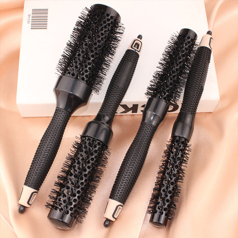 Ceramic Iron Combs With Hair Pick Pins Nano Anion Nylon Tooth Roller Hairbrush Round Barrel Brush Smooth Big Wave Fast Curling