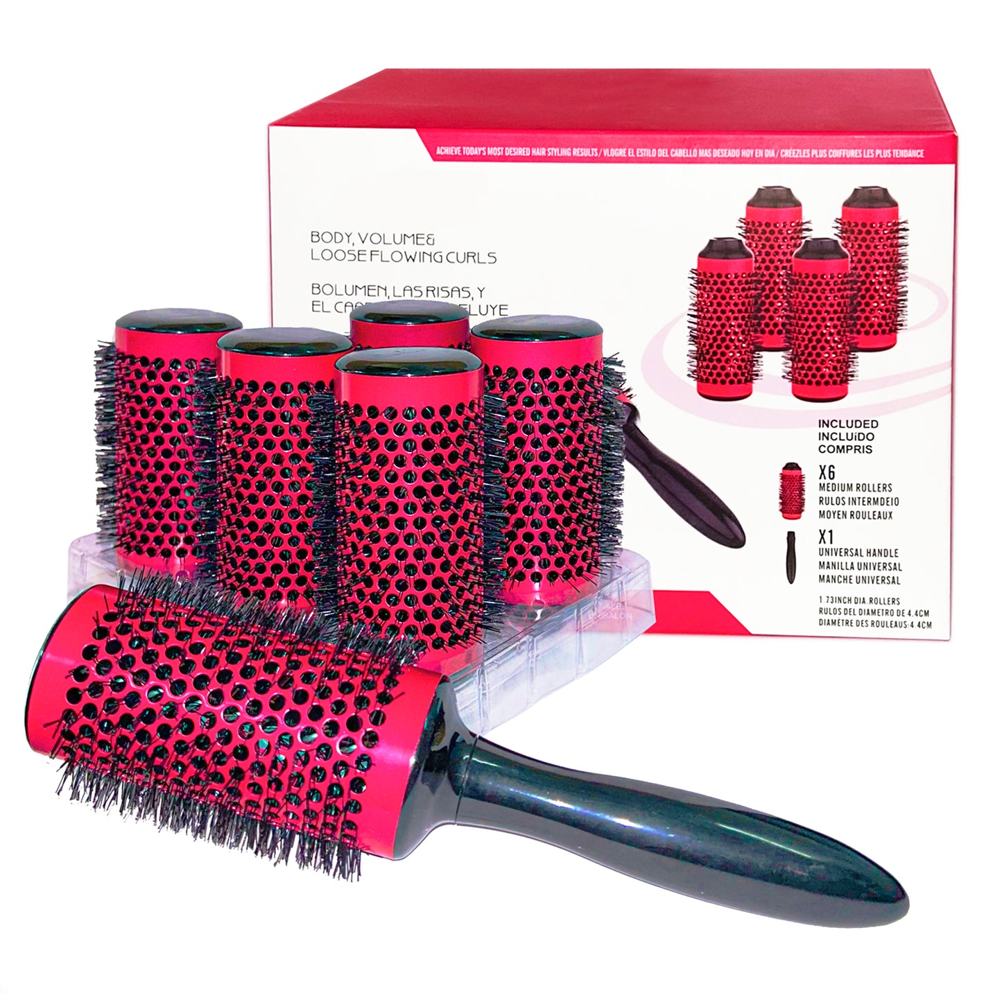 6pcs/set Detachable Handle Ceramic Iron Thermal Brush Comb Aluminum Tube Nylon Barrel Curler Rollers Hairbrush