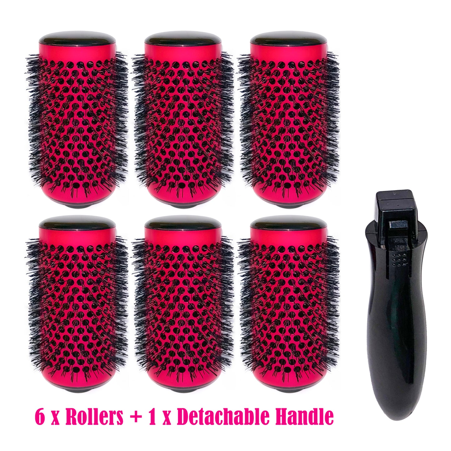 6pcs/set Detachable Handle Ceramic Iron Thermal Brush Comb Aluminum Tube Nylon Barrel Curler Rollers Hairbrush