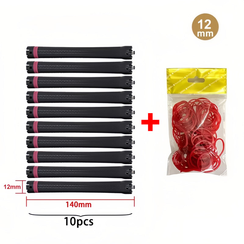 10pcs/set 24V Extra Long Single Hole Electric Heated Hair Rollers Digital Perm Rods Sticks Bars With Rubberbands 14cm