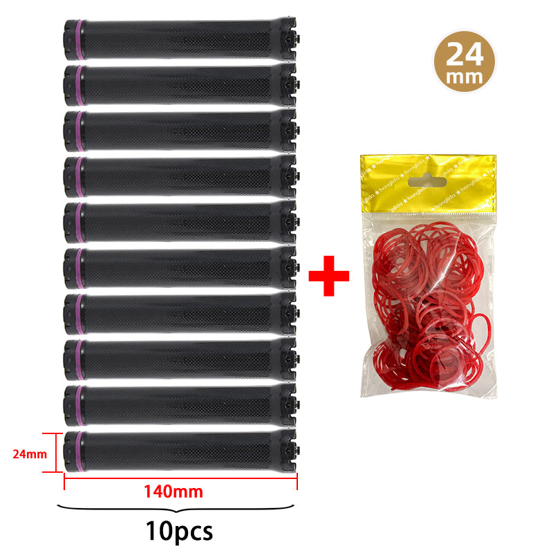 10pcs/set 24V Extra Long Single Hole Electric Heated Hair Rollers Digital Perm Rods Sticks Bars With Rubberbands 14cm