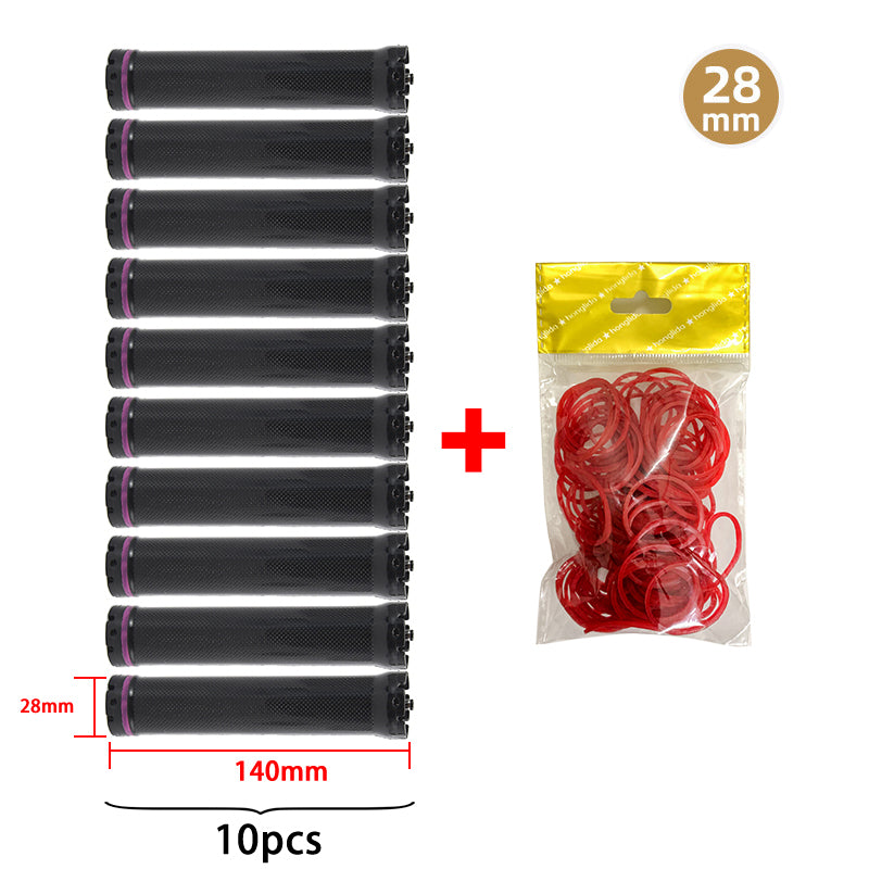 10pcs/set 24V Extra Long Single Hole Electric Heated Hair Rollers Digital Perm Rods Sticks Bars With Rubberbands 14cm