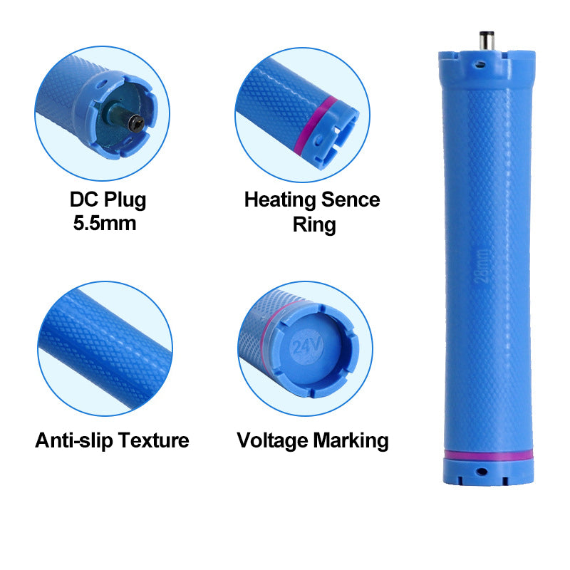 10 개/대 14cm 여분의 긴 24V 디지털 파마 막대 및 고무 밴드 한국 5.5mm 플러그 Electirc 가열 바 여성용 가열 핫 롤러