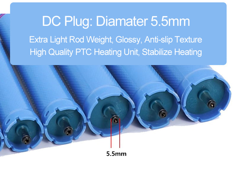 10 개/대 14cm 여분의 긴 24V 디지털 파마 막대 및 고무 밴드 한국 5.5mm 플러그 Electirc 가열 바 여성용 가열 핫 롤러