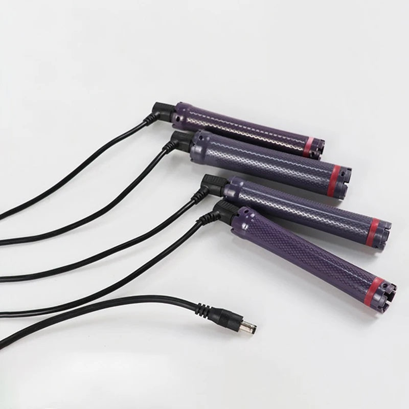 10pcs/set 24V Extra Long Single Hole Electric Heated Hair Rollers Digital Perm Rods Sticks Bars With Rubberbands 14cm