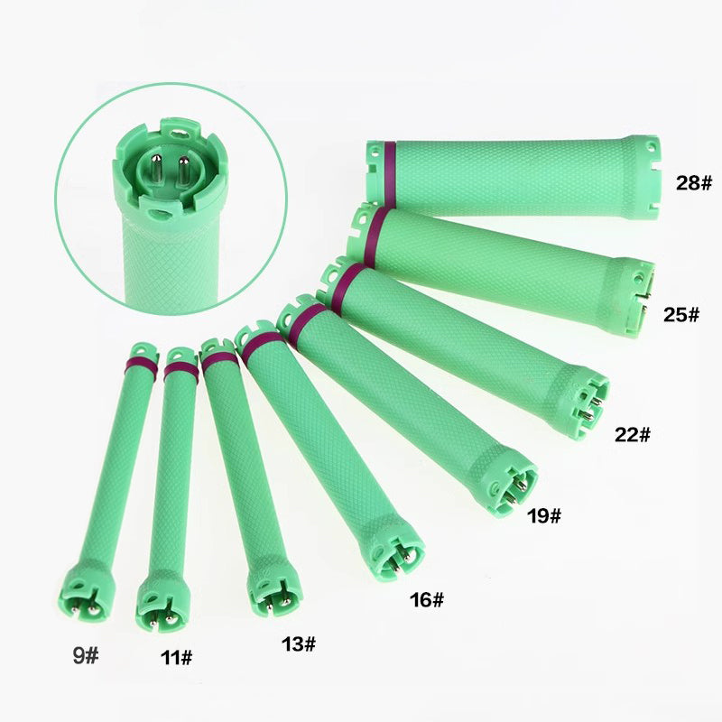 10pcs/set 24V Digital Perm Rods Hair Rollers Standard Plug Electric Heated Curlers Bars with Rubberbands Styling Tool