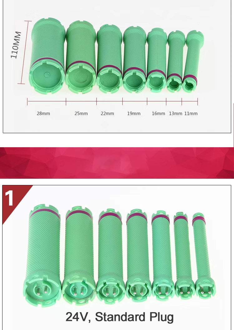 10 개/대 24V 디지털 파마 막대 헤어 롤러 표준 플러그 고무 밴드 스타일링 도구와 전기 가열식 경기자 바