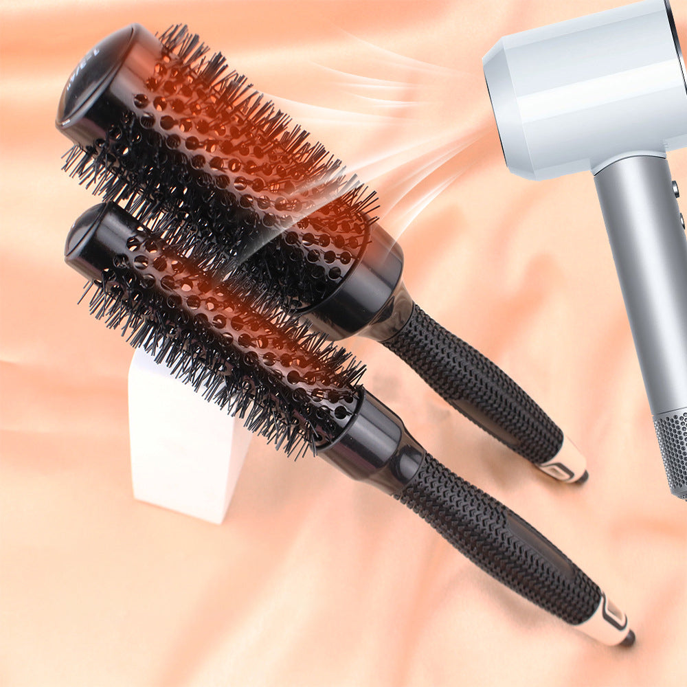 Ceramic Iron Combs With Hair Pick Pins Nano Anion Nylon Tooth Roller Hairbrush Round Barrel Brush Smooth Big Wave Fast Curling